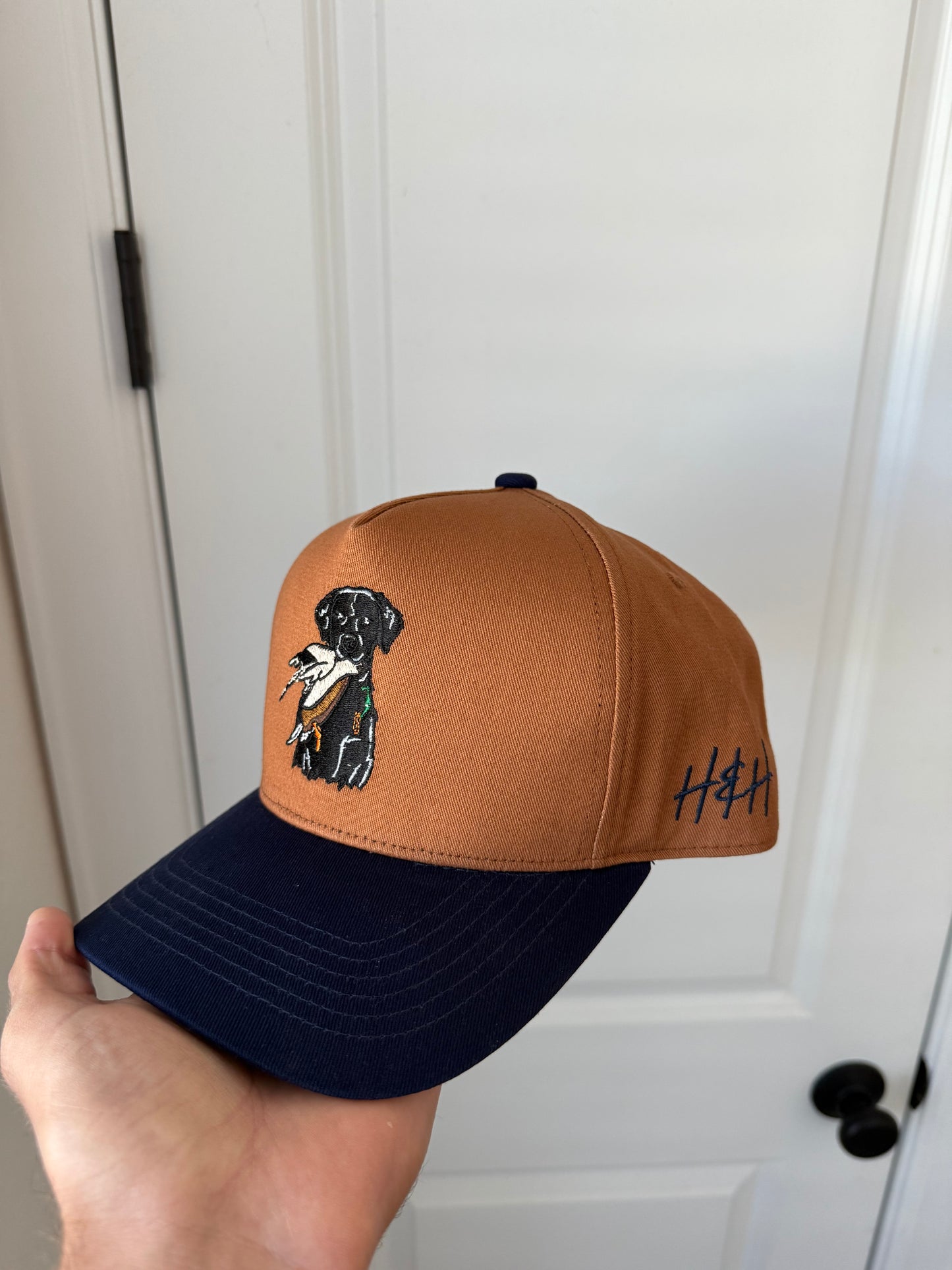 Caramel Brown/Navy Blue Duck Dog Hat